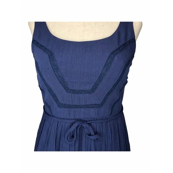 Princess Vera Wang Dress Navy Blue Zip Sleeveless Size 5 Tie Waist Crinkle Rayon - Picture 5 of 10